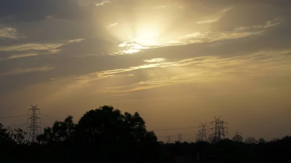 Foto Noite Tardia Tiro Com Profundidade Rasa Campo Pôr Sol — Fotografia de Stock