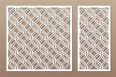 Dekoratif kartı kes. Yuvarlak, Kelt deseni. Lazer kesiği. Oran 1: 1, 1: 2. Vektör illüstrasyonu.