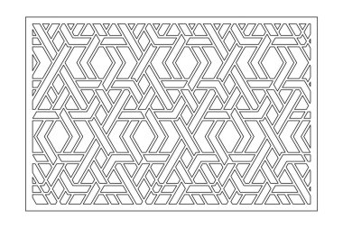 Dekoratif kartı kes. Çizgi, arabesk, dokuma deseni. Lazer kesiği. Oran 2: 3. Vektör illüstrasyonu.