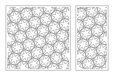 Dekoratif kartı kes. Doğrusal geometrik yıldız deseni. Lazer kesiği. Oran 1: 1, 1: 2. Vektör illüstrasyonu.
