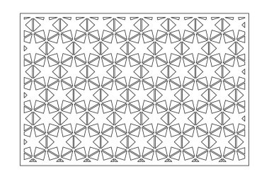 Kesim için dekoratif kart. Doğrusal geometrik yıldız deseni. Lazer kesiği. Oran 2: 3. Vektör illüstrasyonu.