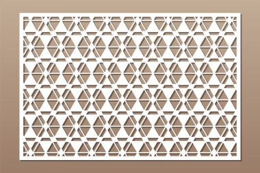 Kesim için dekoratif kart. Geometrik doğrusal desen. Lazer kesiği. Oran 2: 3. Vektör illüstrasyonu.