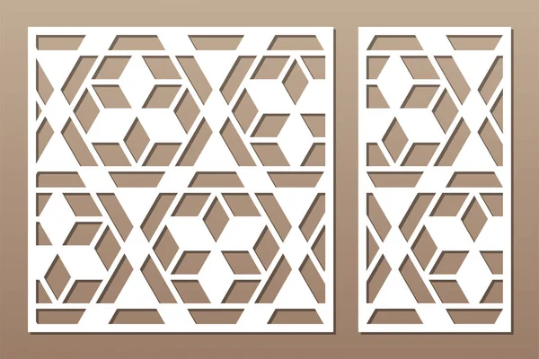 Set Carte Décorative Pour Coupe Modèle Mosaïque Linéaire Triangulaire Découpe — Image vectorielle