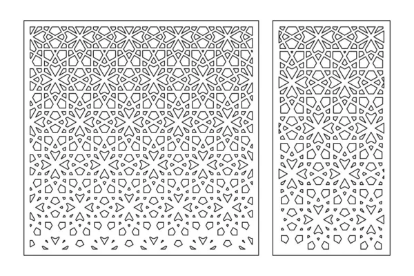 Set Decorative Card Cutting Geometric Arabic Mosaic Pattern Laser Cut — Stock Vector