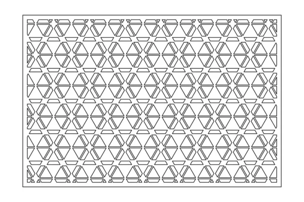 Kesim için dekoratif kart. Geometrik doğrusal desen. Lazer kesiği. Oran 2: 3. Vektör illüstrasyonu.