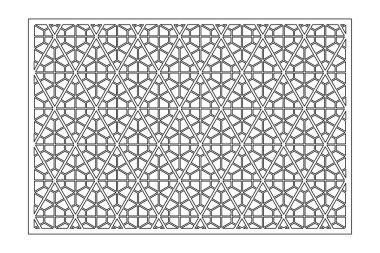 Kesim için dekoratif kart. Doğrusal geometrik mozaik desen. Lazer kesiği. Oran 2: 3. Vektör illüstrasyonu.
