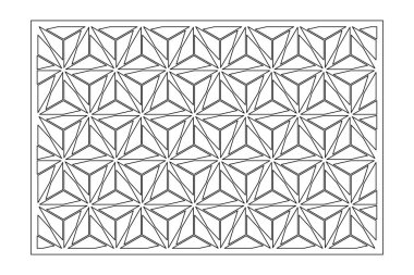 Kesim için dekoratif kart. Arap geometrik mozaik modeli. Lazer kesiği. Oran 2: 3. Vektör illüstrasyonu.