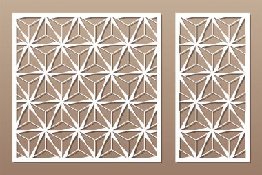 Dekoratif kartı kes. Arap geometrik mozaik modeli. Lazer kesiği. Oran 1: 1, 1: 2. Vektör illüstrasyonu.