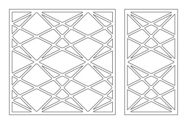 Dekoratif kartı kes. Kelt desenli geometrik mozaik desen. Lazer kesiği. Oran 1: 1, 1: 2. Vektör illüstrasyonu.