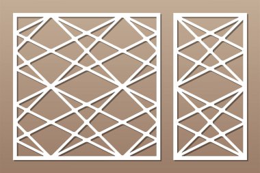 Dekoratif kartı kes. Kelt desenli geometrik mozaik desen. Lazer kesiği. Oran 1: 1, 1: 2. Vektör illüstrasyonu.