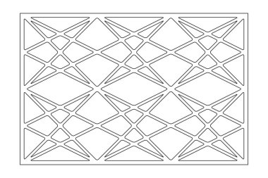 Kesim için dekoratif kart. Kelt desenli geometrik mozaik desen. Lazer kesiği. Oranı 3: 2. Vektör illüstrasyonu.