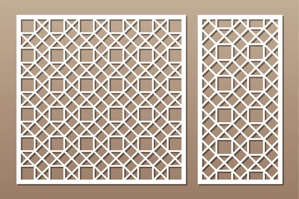 Set Tarjeta Decorativa Para Cortar Patrón Geométrico Lineal Del Mosaico — Vector de stock