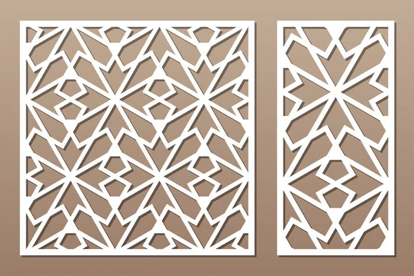 Set Tarjeta Decorativa Para Cortar Patrón Mosaico Geométrico Árabe Corte — Archivo Imágenes Vectoriales