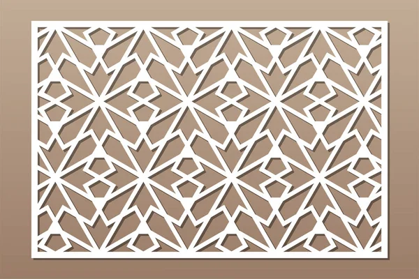 Cartão Decorativo Para Cortar Padrão Mosaico Geométrico Árabe Corte Laser — Vetor de Stock