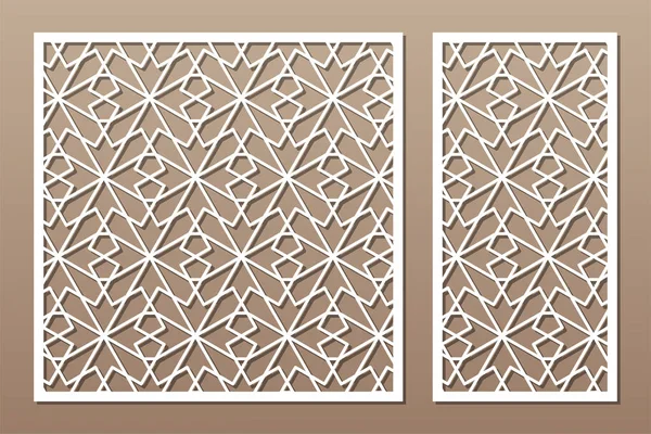 Set Tarjeta Decorativa Para Cortar Patrón Mosaico Geométrico Árabe Corte — Archivo Imágenes Vectoriales