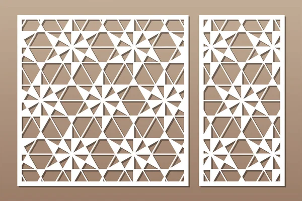 Set Tarjeta Decorativa Para Cortar Patrón Mosaico Geométrico Cuadrado Lineal — Vector de stock