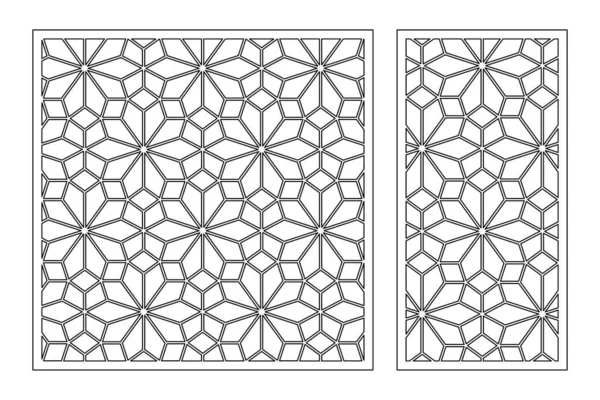 Set Decorative Card Cutting Arabic Linear Mosaic Pattern Laser Cut — Stock Vector