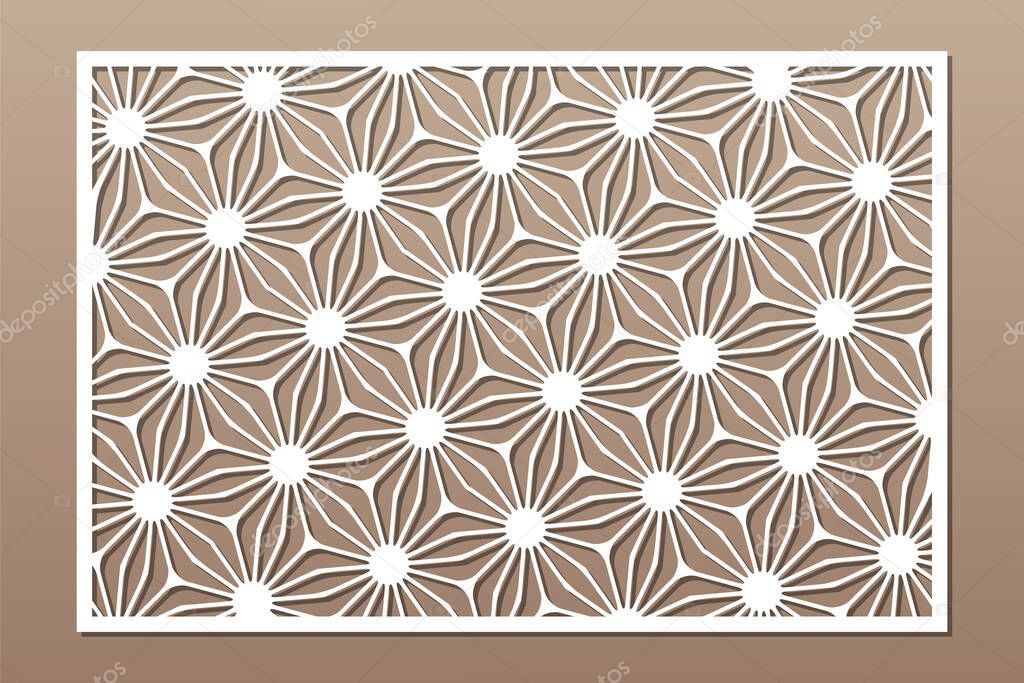 Decorative card for cutting. Arab geometric mosaic pattern. Laser cut. Ratio 2:3. Vector illustration.