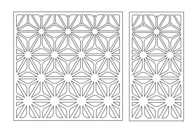 Dekoratif kartı kes. Tekrarlanan geometrik mozaik desen. Lazer kesiği. Oran 1: 1, 1: 2. Vektör illüstrasyonu.