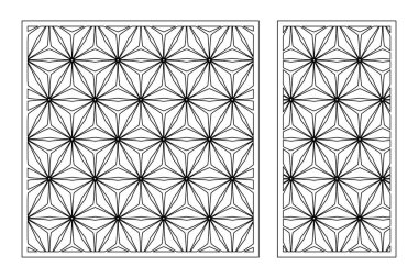 Dekoratif kartı kes. Tekrarlanan Artistik Arap mozaik modeli. Lazer kesiği. Oran 1: 1, 1: 2. Vektör illüstrasyonu.
