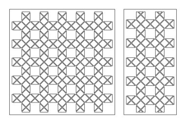 Dekoratif kartı kes. Tekrarlanan Artistik Arap mozaik modeli. Lazer kesiği. Oran 1: 1, 1: 2. Vektör illüstrasyonu.