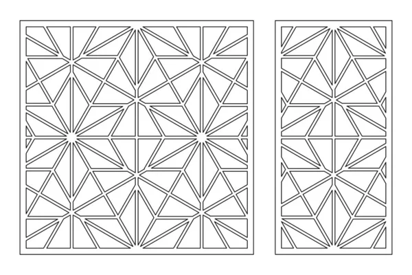 Set Tarjeta Decorativa Para Cortar Patrón Mosaico Geométrico Lineal Recurrente — Vector de stock
