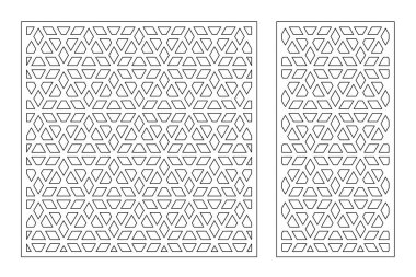 Dekoratif kartı kes. Tekrarlanan Artistik Arap mozaik modeli. Lazer kesiği. Oran 1: 1, 1: 2. Vektör illüstrasyonu.