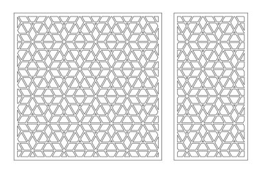 Dekoratif kartı kes. Tekrarlanan Artistik Arap mozaik modeli. Lazer kesiği. Oran 1: 1, 1: 2. Vektör illüstrasyonu.