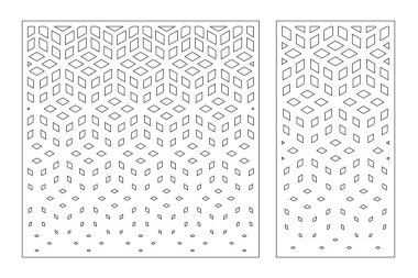 Dekoratif kartı kes. Tekrarlanan Artistik Arap mozaik modeli. Lazer kesiği. Oran 1: 1, 1: 2. Vektör illüstrasyonu.
