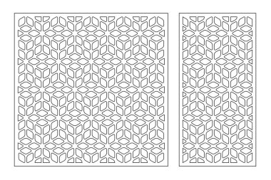 Dekoratif kartı kes. Tekrarlanan Artistik Arap mozaik modeli. Lazer kesiği. Oran 1: 1, 1: 2. Vektör illüstrasyonu.