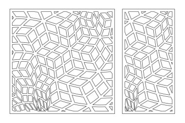 Dekoratif kartı kes. Tekrarlanan Artistik Arap mozaik modeli. Lazer kesiği. Oran 1: 1, 1: 2. Vektör illüstrasyonu.