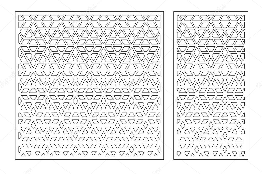 Set decorative card for cutting. Recurring Artistic  Arab mosaic pattern. Laser cut. Ratio 1:1, 1:2. Vector illustration.