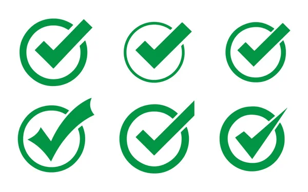 Çeşitli biçimlerde yeşil işaret simgelerinin vektör sanatı