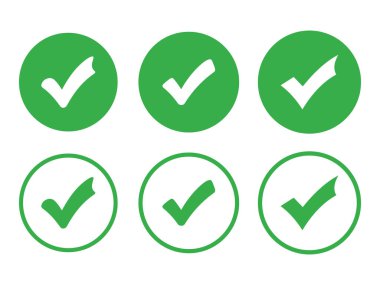 Çember çerçevelerdeki yeşil işaret simgelerinin vektör sanatı