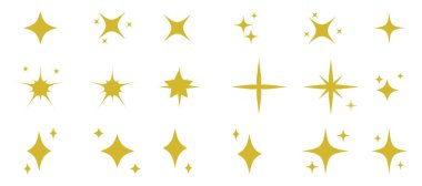 Yıldız simgeleri. Parlayan yıldızlar. Parıltı, parıltı. Noel vektör sembolleri izole edilmiş. Geçmişe dönük parlak simgeler koleksiyonu. vektör içinde yıldız simgelerinin toplanması, parlayan simge
