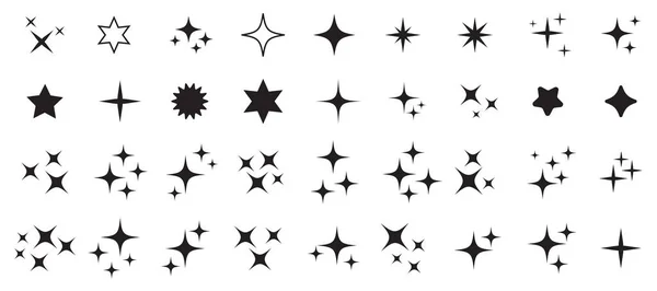 Yıldız simgeleri. Parlayan yıldızlar. Parıltı, parıltı. Noel vektör sembolleri izole edilmiş. Geçmişe dönük parlak simgeler koleksiyonu. vektör içinde yıldız simgelerinin toplanması, parlayan simge