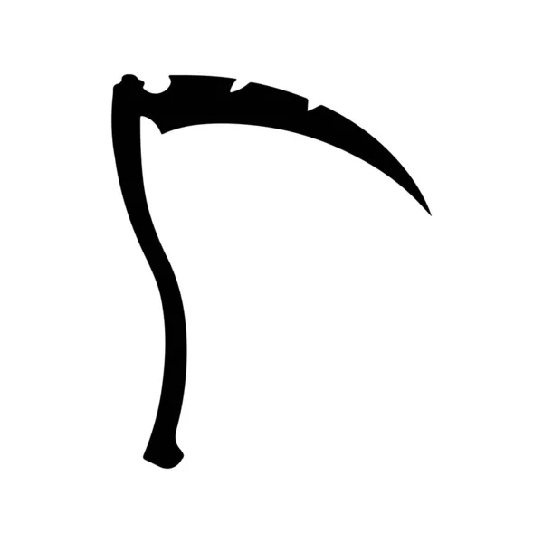 İzole edilmiş Beyaz Arkaplan üzerindeki Scythe Siluet Simgesi Tasarım Elementi vektörü