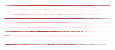 yatay çizgiler, kırmızı çizgiler, beyaz arkaplanda fırça darbesi vektör çizimi çizimi