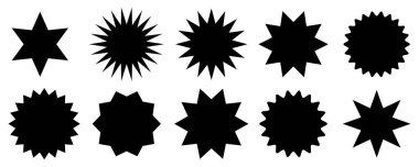 Yıldız koleksiyonu, yıldız patlaması şekli, satış etiketi, etiket şekli vektör çizimi