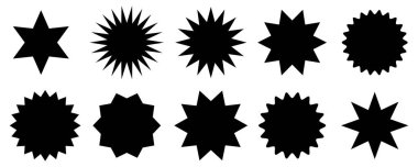 Yıldız koleksiyonu, yıldız patlaması şekli, satış etiketi, etiket şekli vektör çizimi