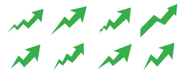 Green Arrow koleksiyonu, yukarı doğru eğilim, büyüme, ilerleme, başarı, pozitif, momentum, grafik, finans, yatırım, iş oku sembolü vektörü