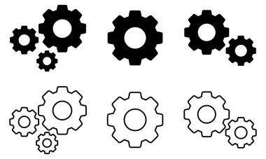 Dişli simgesi ayarlama vektörü beyaz arkaplanda izole edildi. dişli, makine, tekerlek, dişli, sanayi, dişli, makine sembolü vektörü