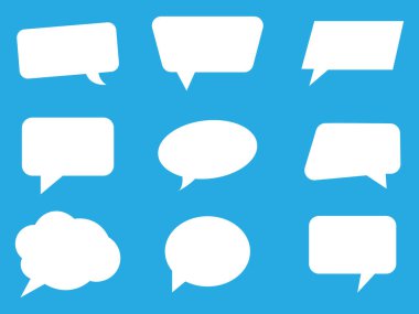 Konuşma baloncukları. Baloncuk mesajı, çizgi film sohbet kutusu, mesaj kutusu. Boş vektör beyaz konuşma baloncukları beyaz arkaplanda vektör çizimi