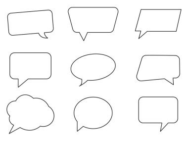 Konuşma balonu, konuşma balonu, sohbet balonu çizgisi beyaz arkaplan üzerindeki sanat vektör ikonu resimlemesi