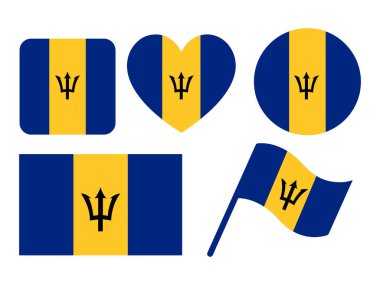 Barbados Bayrak Tasarımı Çeşitli Şekil Vektörü