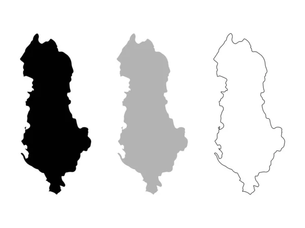 Arnavutluk silueti ve çizgi sanat vektörü beyaz zemin üzerinde izole edildi