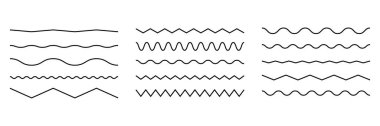Çeşitli dalgalı çizgilerin koleksiyonu tasarım elementleri web sitesi afişleri ve grafik tasarım projeleri için mükemmeldir