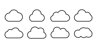 Beyaz arkaplanda bulut çizgisi ikon vektörünün koleksiyonu