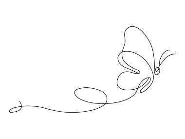 Zarif Tek Hat Kelebeği İlkbahar Minimalist Sanat Tasarım Çizimi Çizimi Çizimi Çizimi. Kelebek bir çizgi sanat vektörü