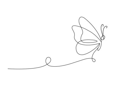 Zarif Tek Hat Kelebeği İlkbahar Minimalist Sanat Tasarım Çizimi Çizimi Çizimi Çizimi. Kelebek bir çizgi sanat vektörü